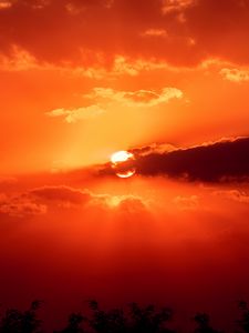 Preview wallpaper sunset, sun, clouds, horizon, sky