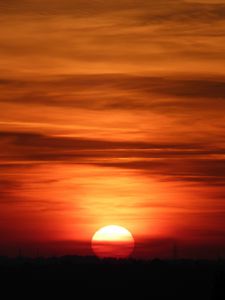 Preview wallpaper sunset, sun, clouds, dusk, dark