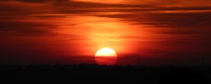 Preview wallpaper sunset, sun, clouds, dusk, dark