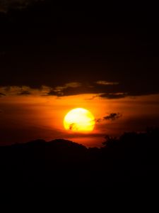 Preview wallpaper sunset, sun, hills, sky