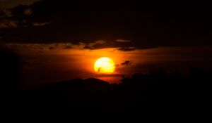 Preview wallpaper sunset, sun, hills, sky