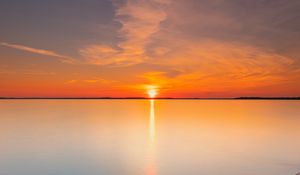Preview wallpaper sunset, sun, horizon, stones, sky