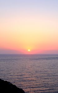 Preview wallpaper sunset, sun, sea, horizon, pink