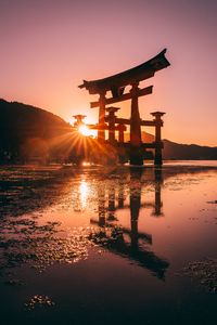 Preview wallpaper sunset, sun, shinto, sunlight, glare