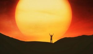 Preview wallpaper sunset, sun, silhouette, dark, art