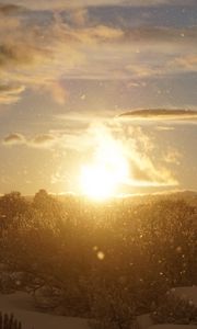 Preview wallpaper sunset, sun, snow, blizzard, winter