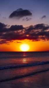 Preview wallpaper sunset, sun, water, horizon