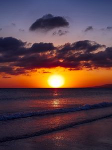 Preview wallpaper sunset, sun, water, horizon
