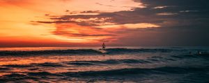 Preview wallpaper sunset, surfing, waves