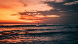 Preview wallpaper sunset, surfing, waves