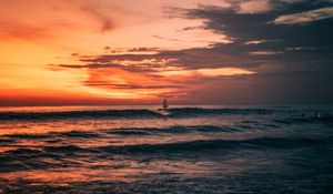 Preview wallpaper sunset, surfing, waves