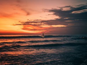 Preview wallpaper sunset, surfing, waves