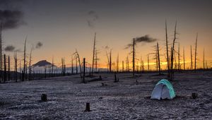 Preview wallpaper sunset, tent, horizon