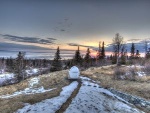 Preview wallpaper sunset, trees, nature, landscape