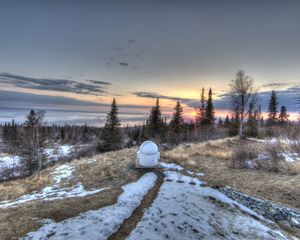 Preview wallpaper sunset, trees, nature, landscape