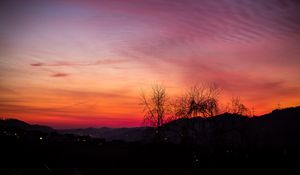 Preview wallpaper sunset, trees, night, sky