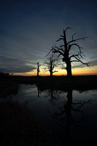 Preview wallpaper sunset, trees, silhouette, reflection