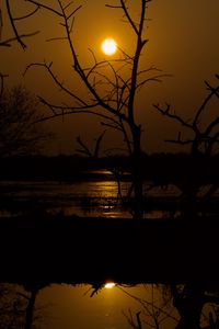 Preview wallpaper sunset, trees, water, dark, dusk