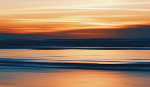 Preview wallpaper sunset, water, clouds, dusk, horizon