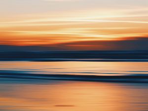 Preview wallpaper sunset, water, clouds, dusk, horizon