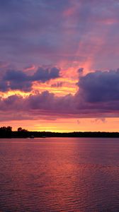Preview wallpaper sunset, water, waves, clouds, sky