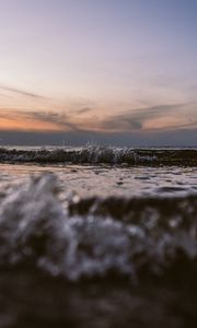 Preview wallpaper sunset, waves, horizon, splash