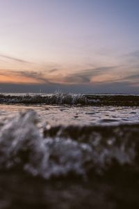 Preview wallpaper sunset, waves, horizon, splash