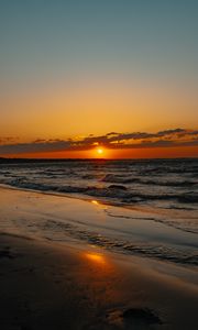 Preview wallpaper sunset, waves, shore