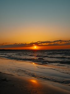 Preview wallpaper sunset, waves, shore