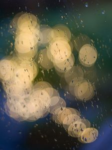 Preview wallpaper surface, drops, bokeh, glass, rain, wet, lights