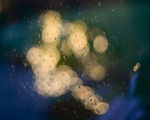 Preview wallpaper surface, drops, bokeh, glass, rain, wet, lights