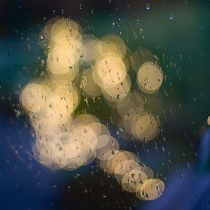 Preview wallpaper surface, drops, bokeh, glass, rain, wet, lights