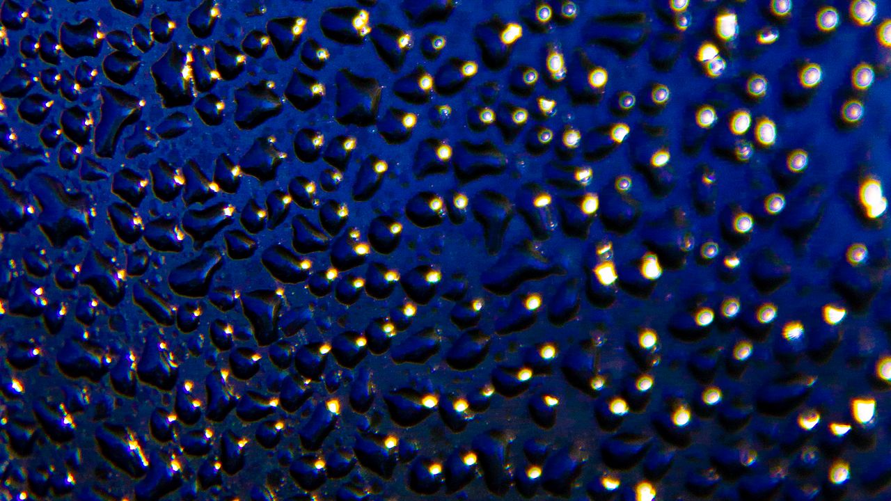 Wallpaper surface, drops, glare, blue, macro