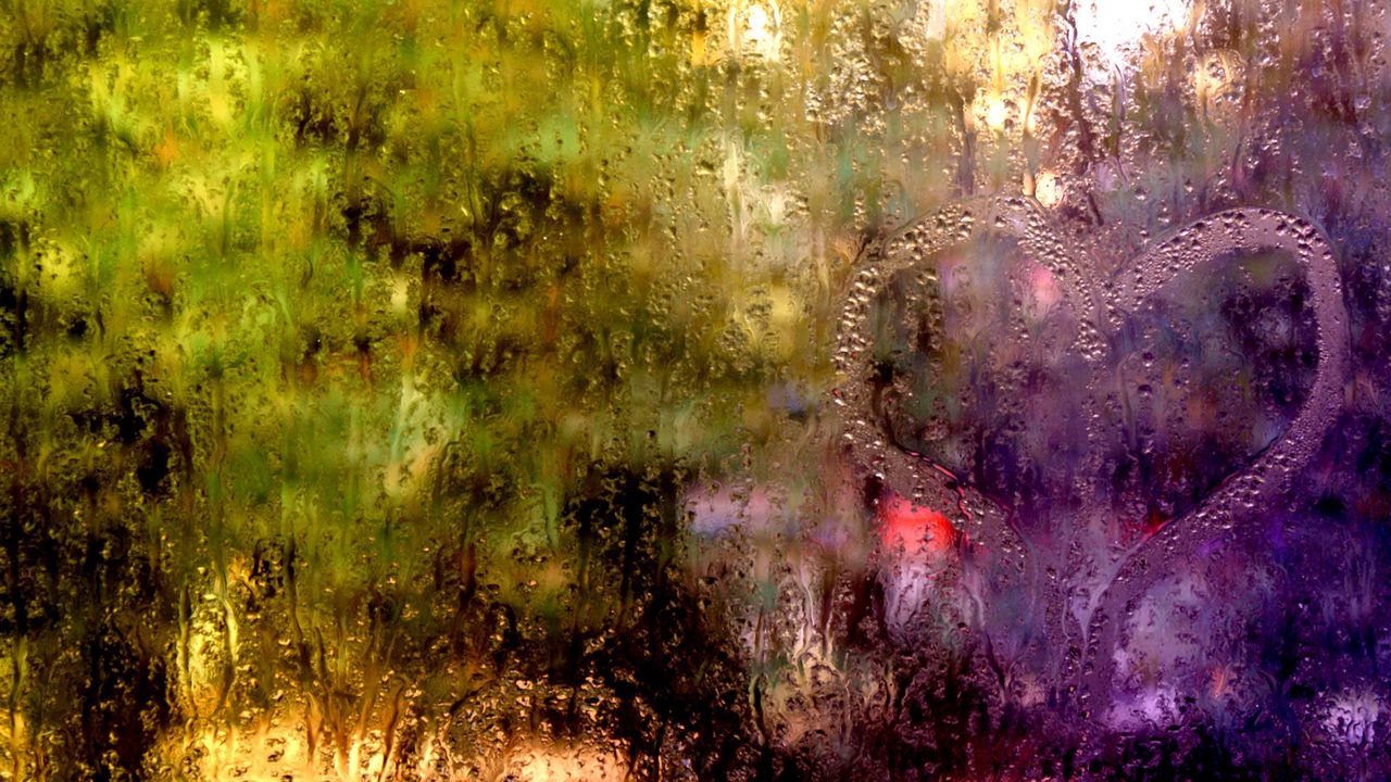 Wallpaper surface, drops, heart, rain, window