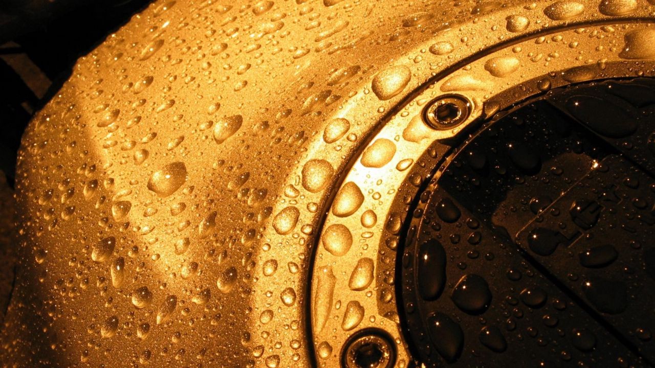 Wallpaper surface, gold, drops, water