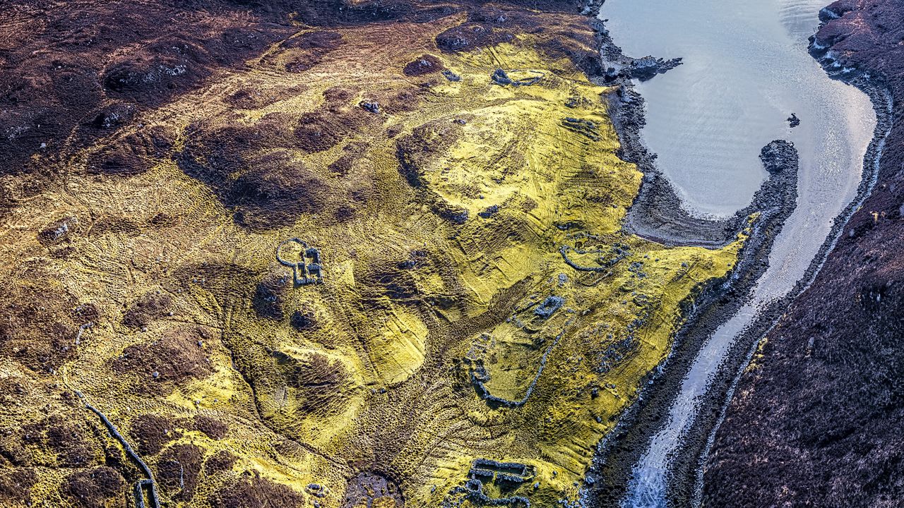 Wallpaper surface, river, relief, nature, aerial view