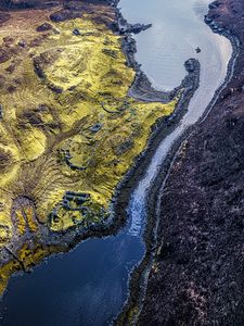 Preview wallpaper surface, river, relief, nature, aerial view