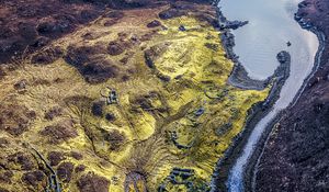 Preview wallpaper surface, river, relief, nature, aerial view