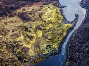 Preview wallpaper surface, river, relief, nature, aerial view