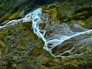 Preview wallpaper surface, slope, river, nature, aerial view