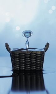 Preview wallpaper surface, water, drop basket, metal