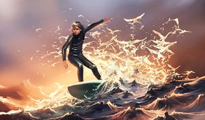 Preview wallpaper surfer, surfing, guy, art, waves