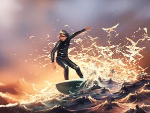 Preview wallpaper surfer, surfing, guy, art, waves