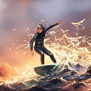 Preview wallpaper surfer, surfing, guy, art, waves