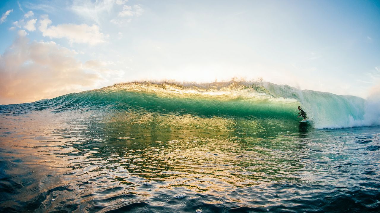 Wallpaper surfer, surfing, wave, ocean, sky