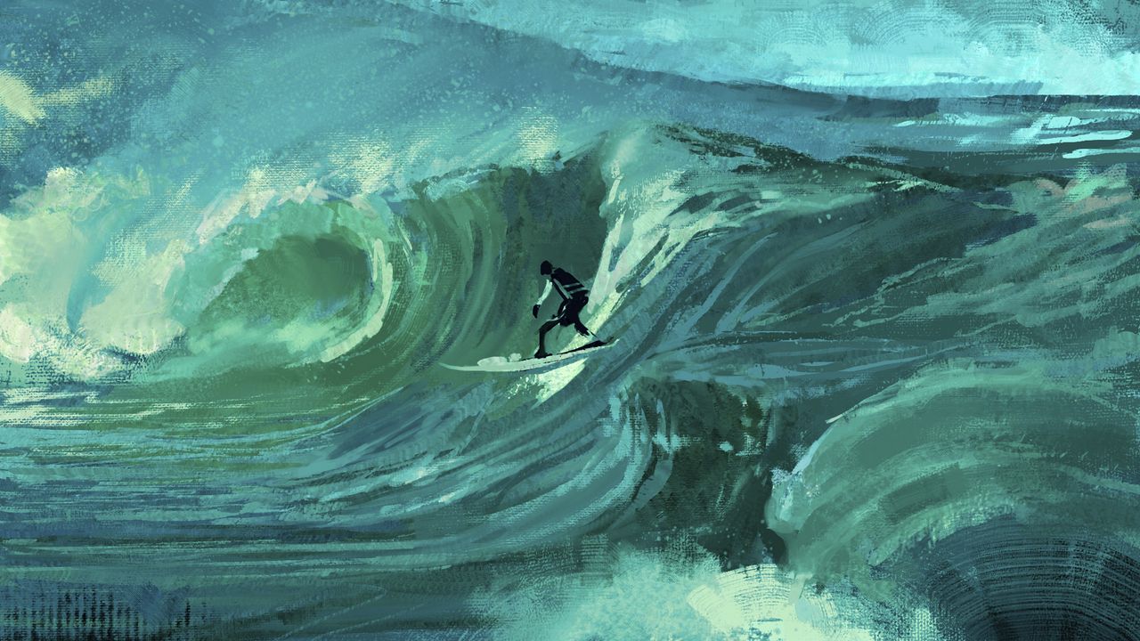 Wallpaper surfer, wave, sea, surfing, art