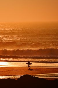 Preview wallpaper surfer, waves, sunset, ocean