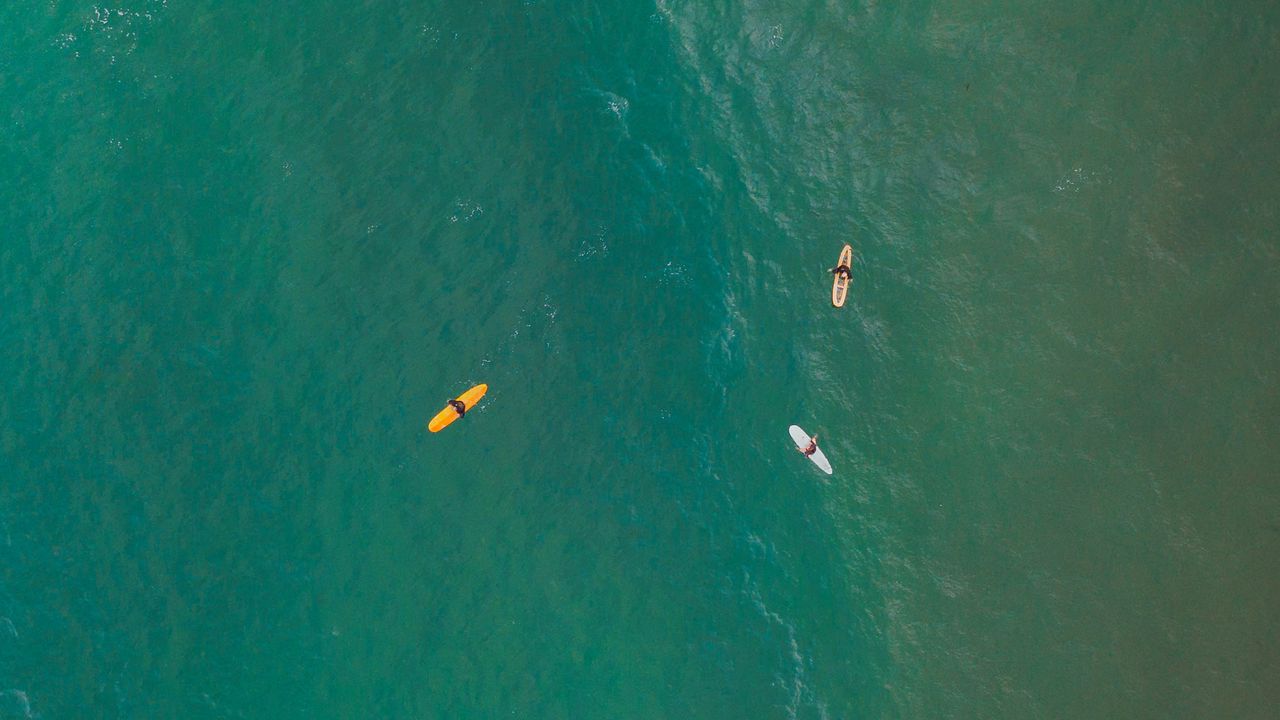 Wallpaper surfers, ocean, aerial view, water, surface
