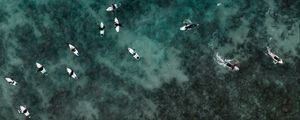 Preview wallpaper surfers, water, aerial view, sea, surfing