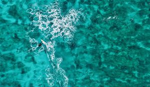 Preview wallpaper surfing, man, ocean, aerial view